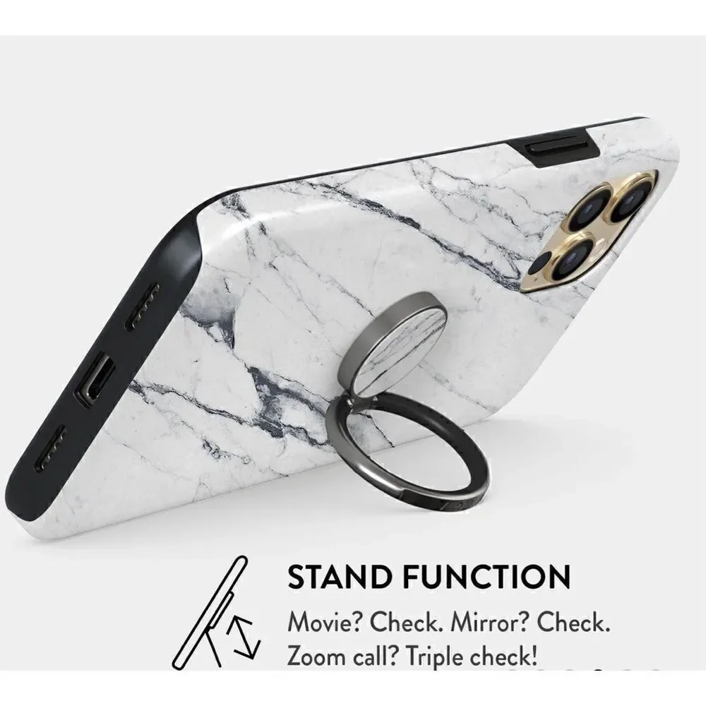 Burga Satin White - Marble iPhone X / XS Case & Marble Ring Holder Set Preowned